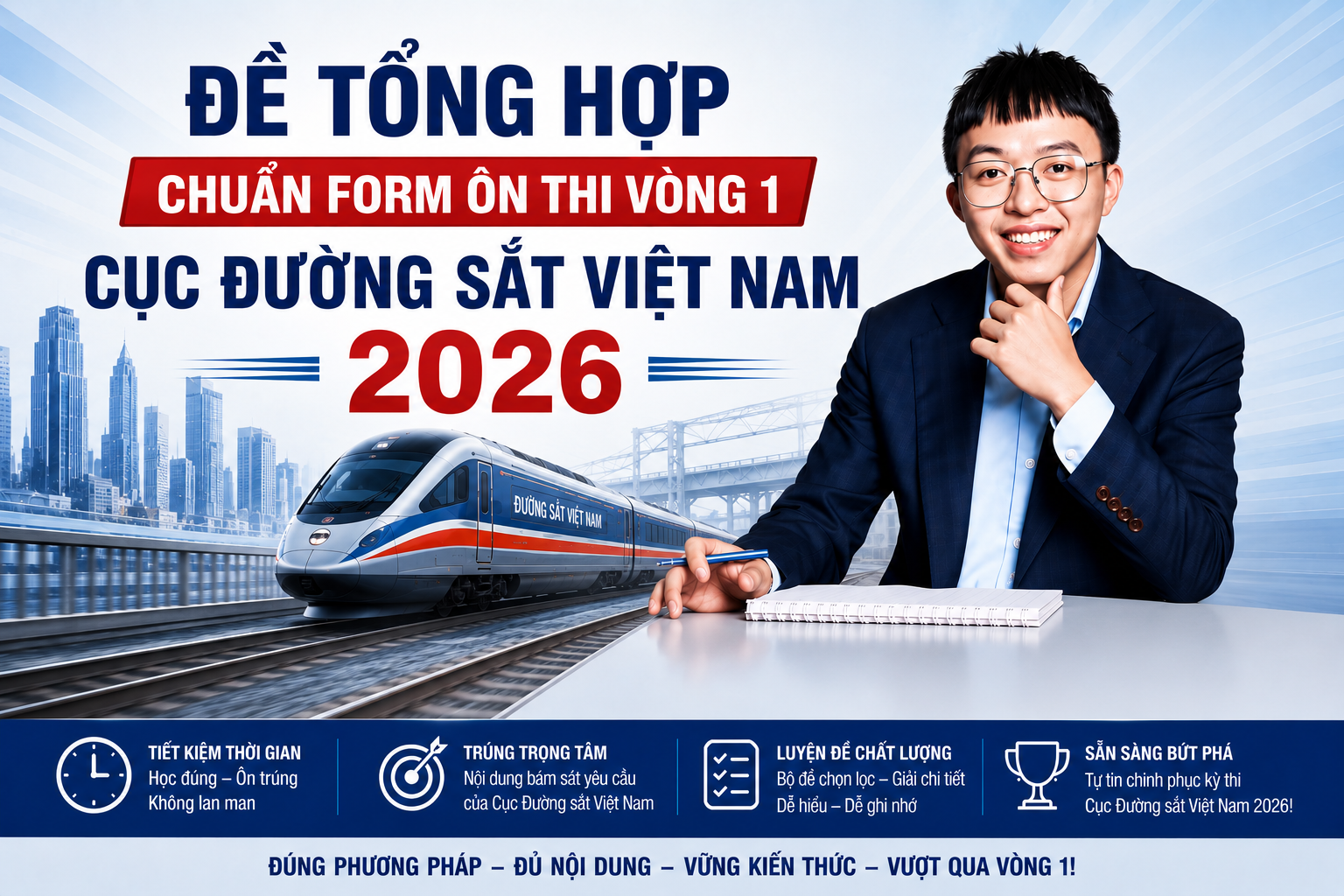 Đề tổng hợp số 10 chuẩn form ôn thi Vòng 1 Cục Đường sắt Việt Nam 2026 
